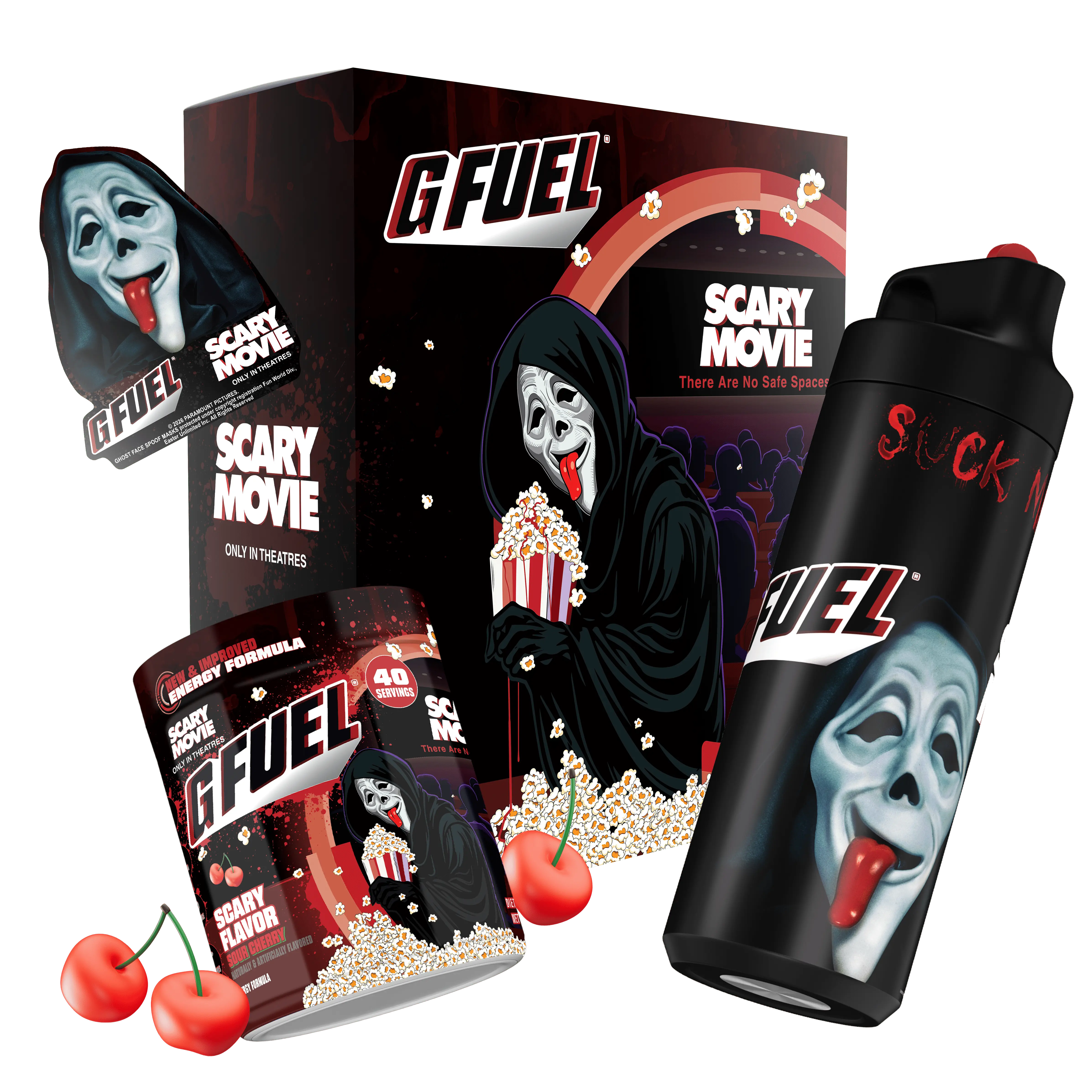 G FUEL Energy Formula | Scary Flavor Collector's Box | Sour Cherry | Collectible Box and Custom Metal Sipper