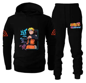 Naruto Men's Anime Hoodie And Sweatpants Suit Long Sleeve Jogging Pullover Tracksuit Set 2 Piece Sweatshirt Suit