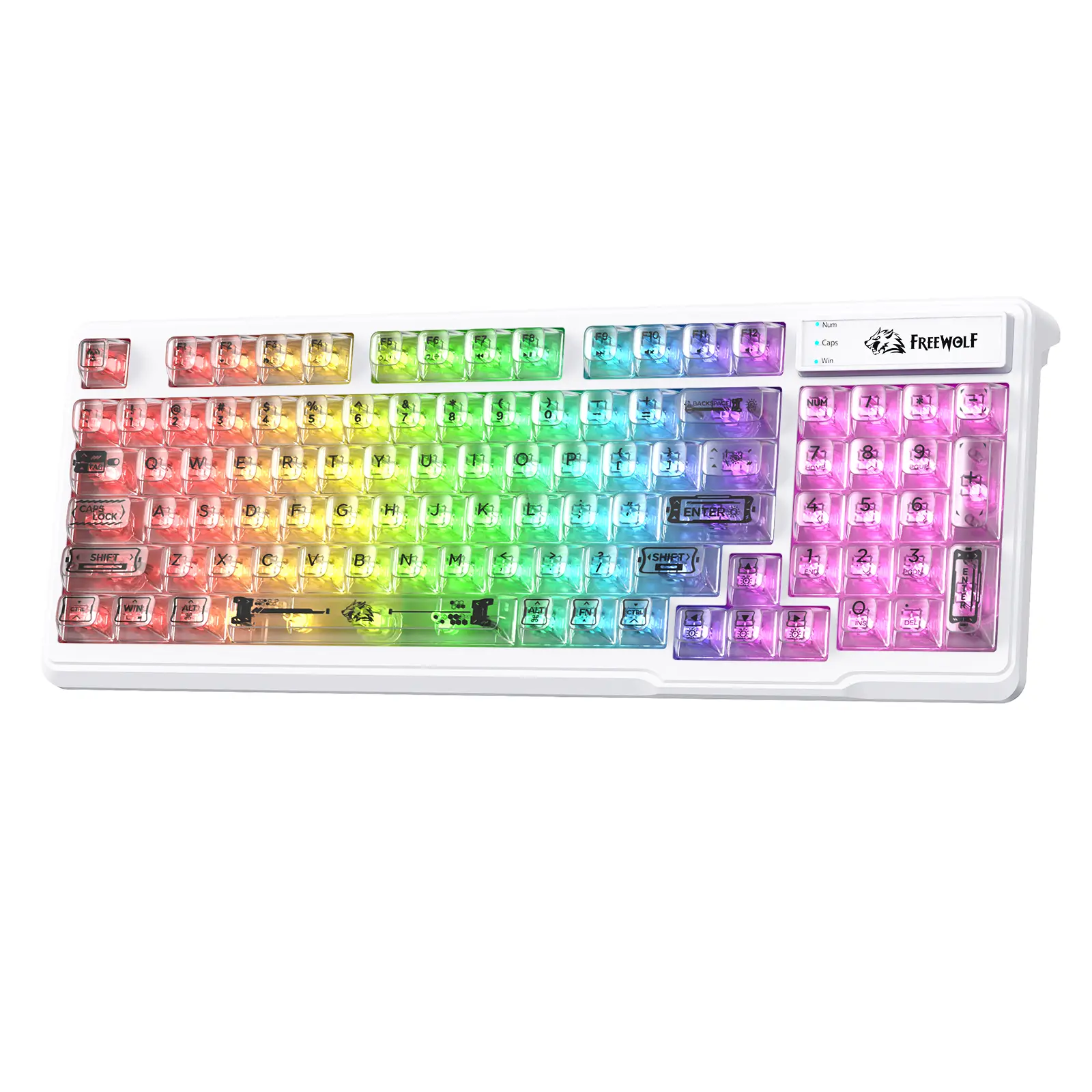 M95 Membrane Keyboard with  Transparent  Clear Keycap,Wired Gaming Keyboard with RGB Backlit, 94 Silent Keys with Mechanical Feeling,26-Key Anti-ghosting,for Mac/Windows