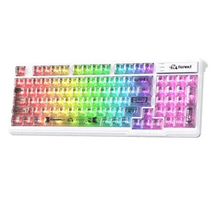 M95 Transparent Membrane Keyboard with Clear Keycap,Wired Gaming Keyboard with RGB Backlit, 94 Silent Keys with Mechanical Feeling,26-Key Anti-ghosting,for Mac/Windows