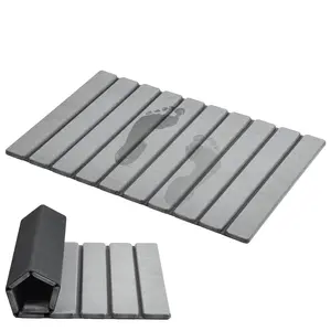 Foldable Stone Bath Mat, Super Absorbent Diatomaceous Earth Mat, Diatomite Absorbent Mat, Non-Slip Quick Dry Bathroom Shower Mat, Bathroom Drying Doormat - 23.6x15.5 Inch for Bathroom, Kitchen, Outdoor Use, Easy Clean, Quick Drying Mat, Bathroom Accessory