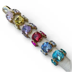 Multicolor Gemstone Adjustable Statement Ring 14Gold Plated