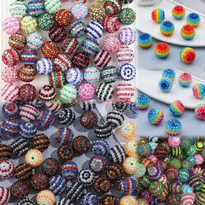 Tara--P35--20mm Mix Styles Bling Striped Beads 2  pcs per bag