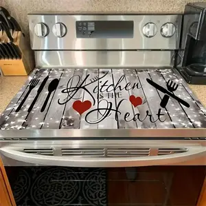 Durable Gas Stove Panel Protector Cover, Heart Wood Grain Design, Scratch Resistant, Easy to Clean, Multi-Purpose for Kitchen, Oven, Washer, Stove Plate