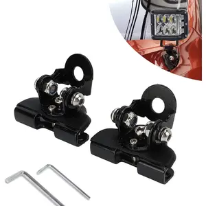 2 count  Hood Light Bar Non-Destructive Fixing Bracket,Adjustable LED Work Light Base Mounting Holder, Safety Cushioning Metal Structure Bracket Column, Universal  Accessories (Black)