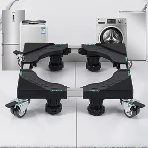 Universal Appliance Base, Heavy Duty High Strength Alloy Frame Rubber Feet Pad Anti-Slip Shock Absorption Reduces Noise, with Swivel Wheels, Lockable Wheels