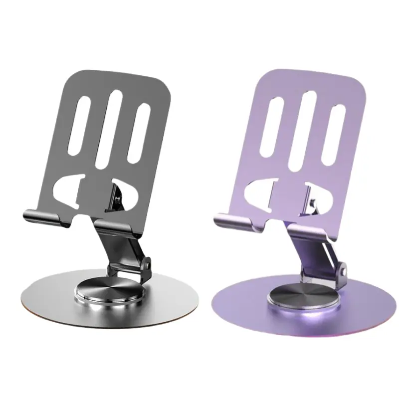 360° Rotating Metal Phone Tablet Holder - Foldable Expandable Adjustable Desk Stand, Portable for Travel & Daily Use