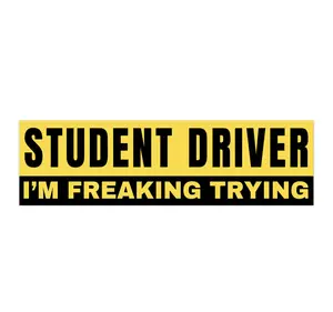 Student Driver I'm Freaking Trying | Bumper Sticker AND Magnet | Funny Meme Sticker | 8.7'' X 2.7'' | Waterproof Premium Quality