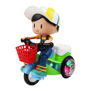 Electric Stunt Spin Tricycle Toy Interactive Crawling Dance Toy with Music Light Kids Gift