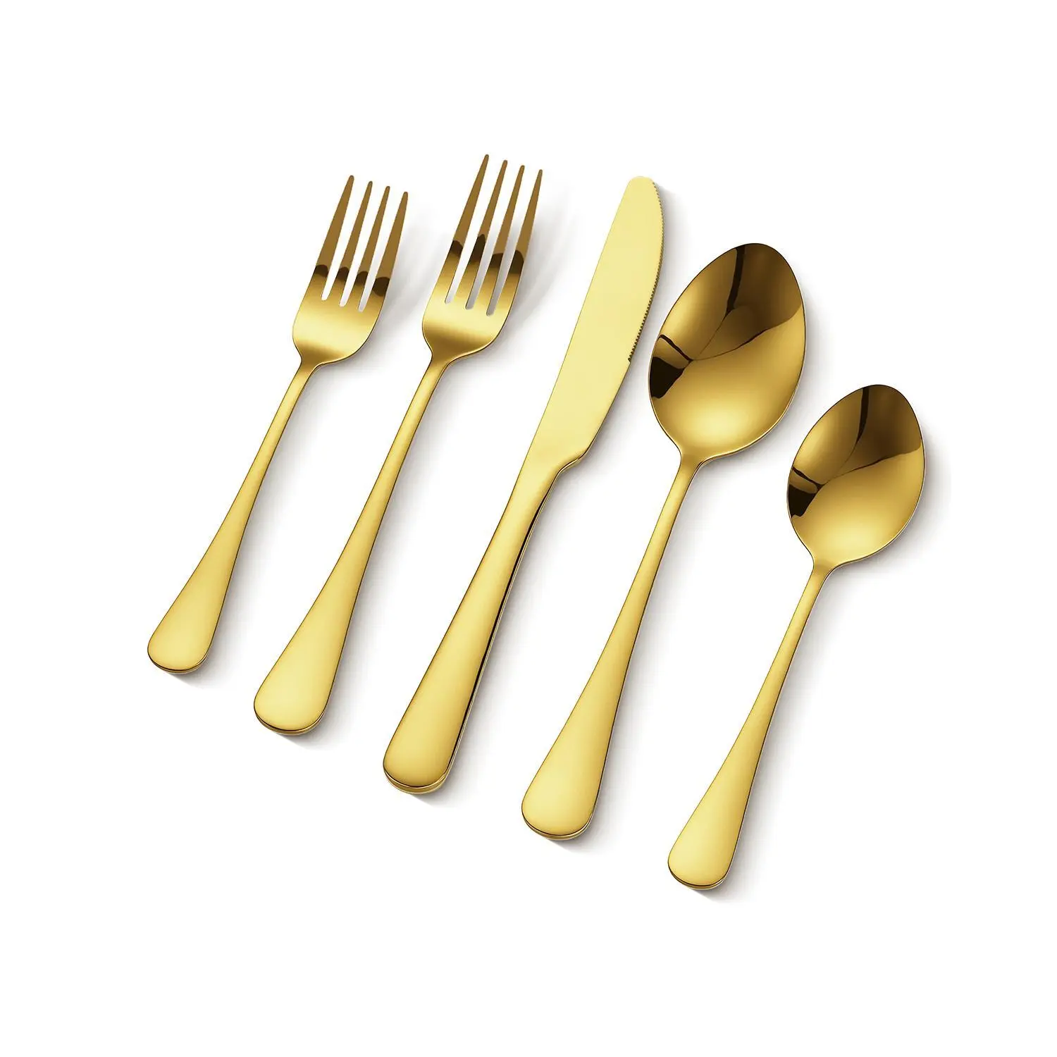 【Backtoschool】VEVOR 100-Piece Gold Stainless Steel Silverware Set, Heavy Duty Kitchenware Dinnerware for 20, Mirror Finished Dishwasher Safe Utensils, Everyday Cutlery with Knife Fork Spoon, Includes Dessert Fork Set