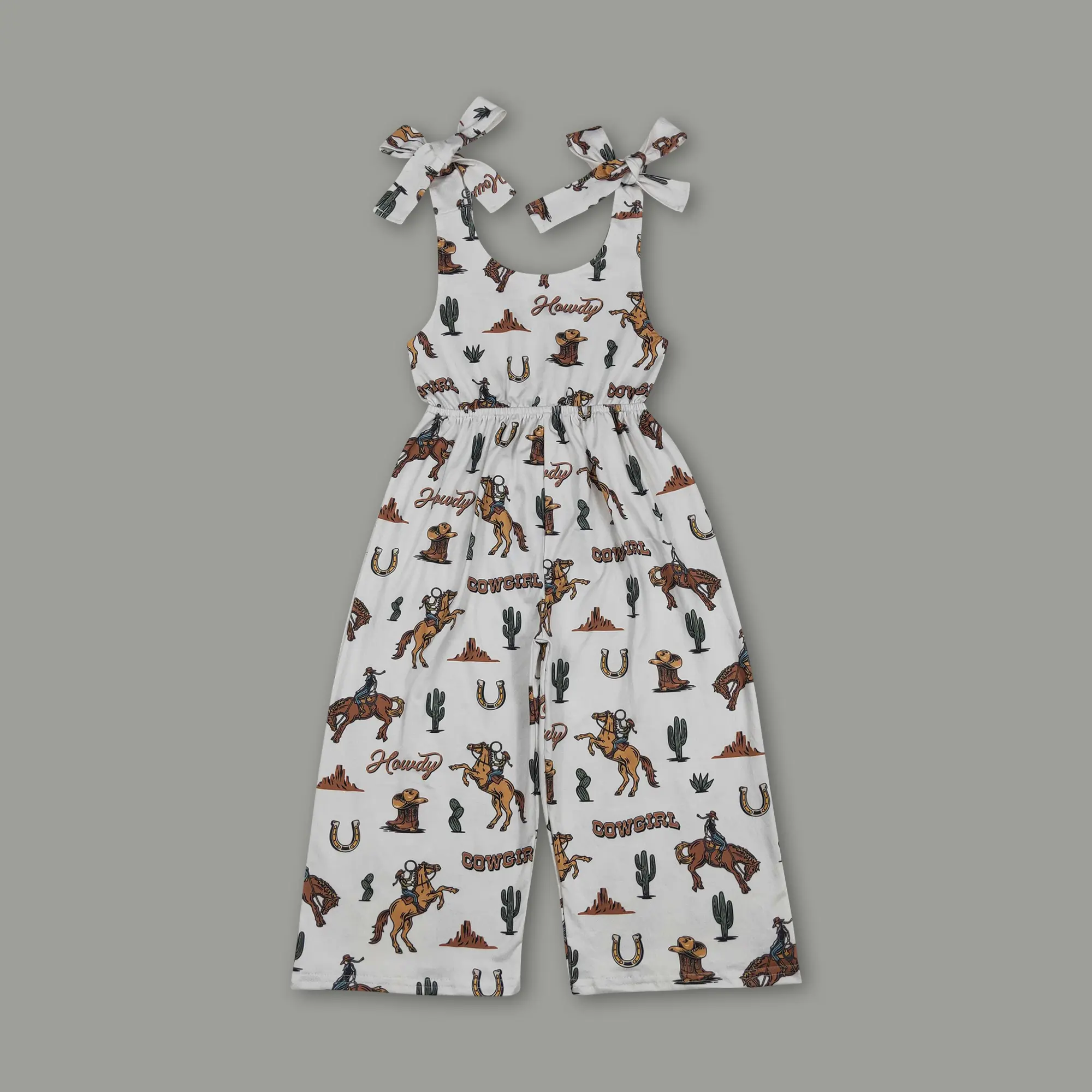 Girls' Cute Cowgirl Style Rompers - Western Kids' Summer Suits with Santa Print Fun