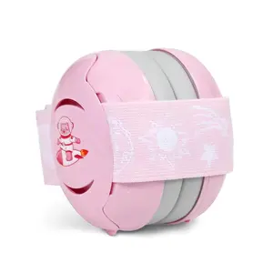 F-HPS10  Pink Ear Muffs Noise Cancelling with Elastic Headband, Headphones Earmuffs for boys and girls Hearing Protection Sleeping, Nap, Travel, Games, Festival