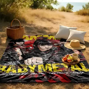 1 piece BABYMETAL reshapes boundaries and demolishes doubters. themed flannel blanket - Super soft flannel blanket, suitable for beds and sofas, all-season use, modern design, digitally printed pattern, 100% polyester material, machine washable