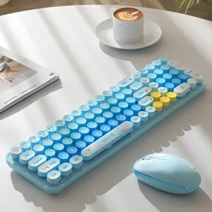 MOFii Cute Bear 2.4G Wireless Keyboard Mouse Set, Keyboard And Mouse, Computer Keyboard, High Keycaps Silent Office, Blue Cartoon Design, US QWERTY, Compatible with Desktop Laptop (No Batteries Included)