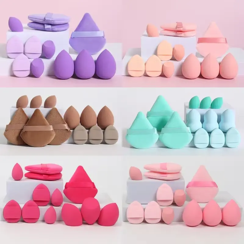 12-Piece Multi-Style Makeup Sponge and Powder Puff Set – Wet and Dry Flocking Applicators for Powder, Liquid Foundation and Cosmetics
