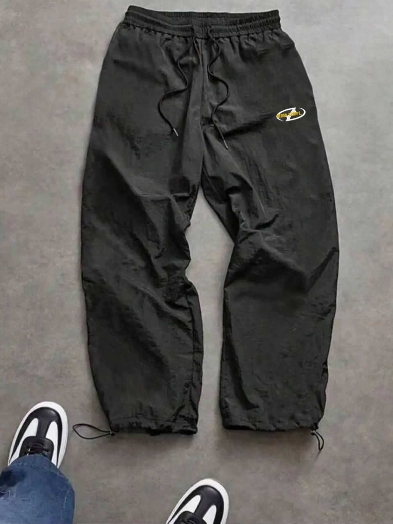 Men's Fashion Letter Print Casual Sports Pants, Nylon Track Pants, Nylon Fabric, Casual Comfy Sporty, Lightweight Breathable, Drawstring Waist, Adjustable Elastic Hem, Daily Wear, Casual Athletic Pants