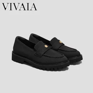 Recommend Size down ½| VIVAIA Round-Toe Platform Chunky Loafers, Height Boosting,Stable Block Heel,Herbal Arch Support Breathable Knit,Blister-Free Heel Padding ,Lightweight Preppy Style / Office Chic / Date Night (Francesca) tiktokshopspringglowup