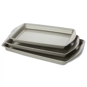 Nonstick Steel 3-Piece Jumbo Sheet Pan Set, Oven-Safe Kitchenware Baking Trays