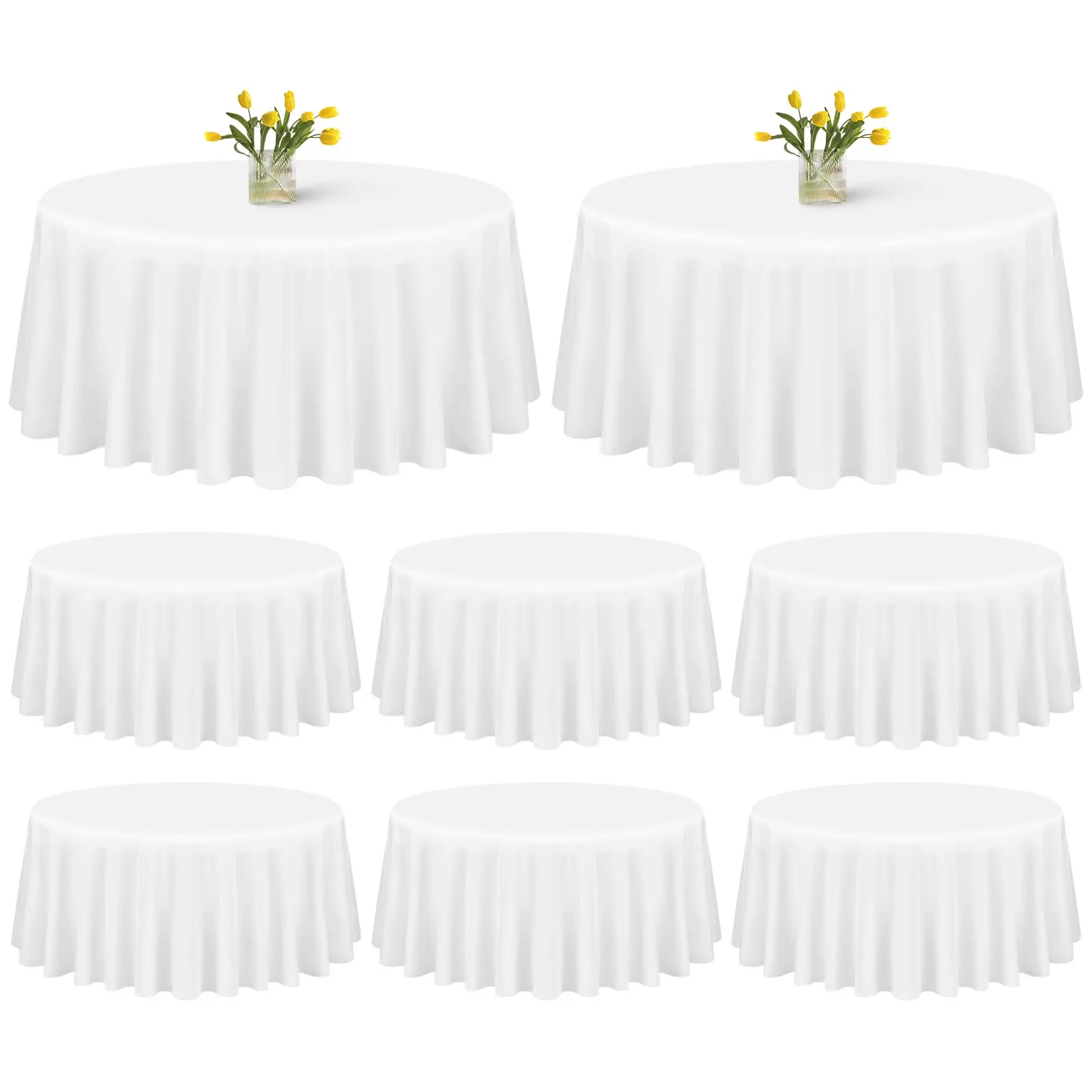 8 Pack 120 Inch White Round Tablecloth for Wedding Reception Graduation Party Outdoor Garden Party Baby Shower Bridal Shower Banquet Event Table Decor Wedding Table Setup Summer Table Setup Opaque Washable Table Cover #SummerVibes