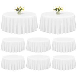 8 Pack White Round Tablecloth 120 Inch Wedding Reception Banquet Party Table Decor Heavy Duty Wrinkle Resistant Washable Non See Through Easter Decor 2026 Manteles Redondos