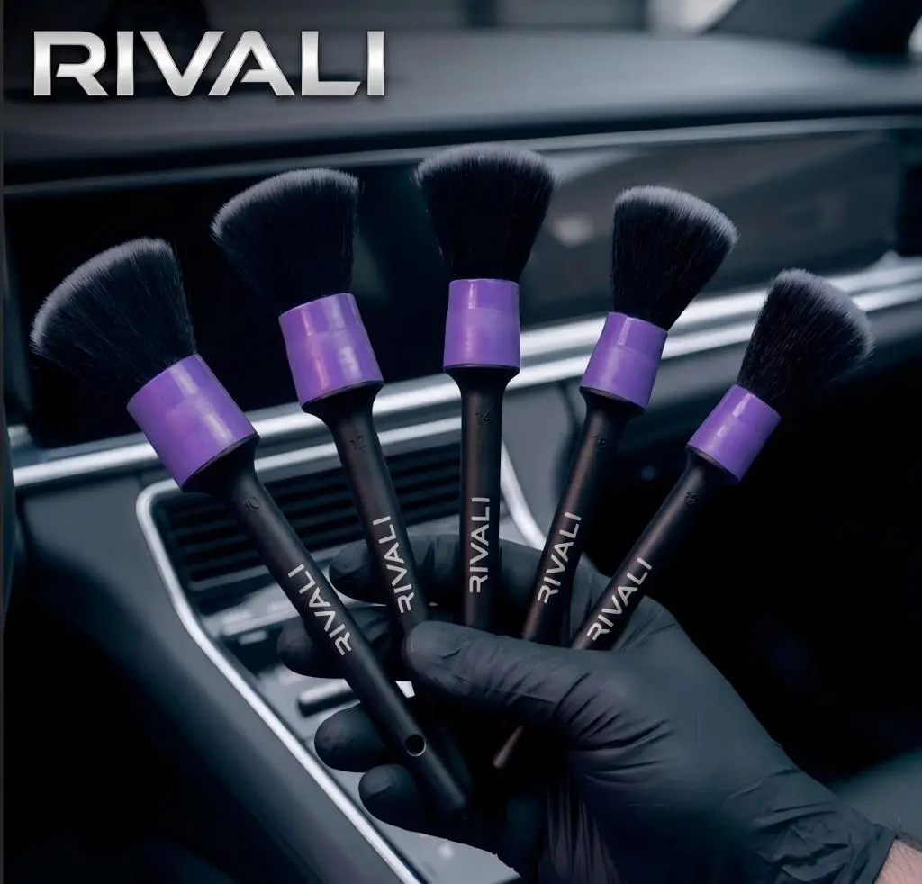 Rivali Interior Detailing Brush Set 5PCS | Ultra Soft Car Detail Brushes for Dashboard, Vents, Console & Leather