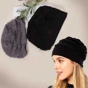 Women's 2-Piece Pleated Turban Headwrap Hats - Stretchy Elastic, Lightweight Sleep Caps for Chemo Patients, Sports Yoga Headbands,summerwins