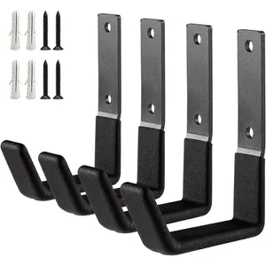 Heavy Duty Steel Hooks - Wall Mount Organizer for Garage & Garden Tools, Hoses & More (4, Small)