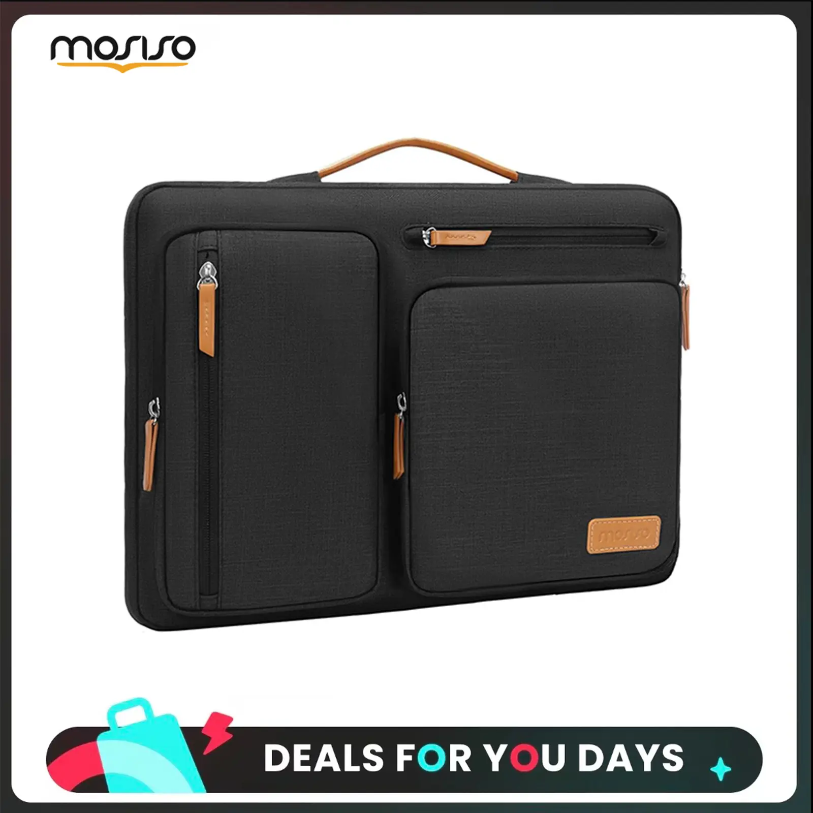【Limited-Time Sale】MOSISO 11 Inch Tablet Sleeve Case for iPad Air / Pro / Galaxy Tab, 9–11 Inch Universal Tablet Carrying Bag with 4 Zipper Pockets & Handle, Black Cover