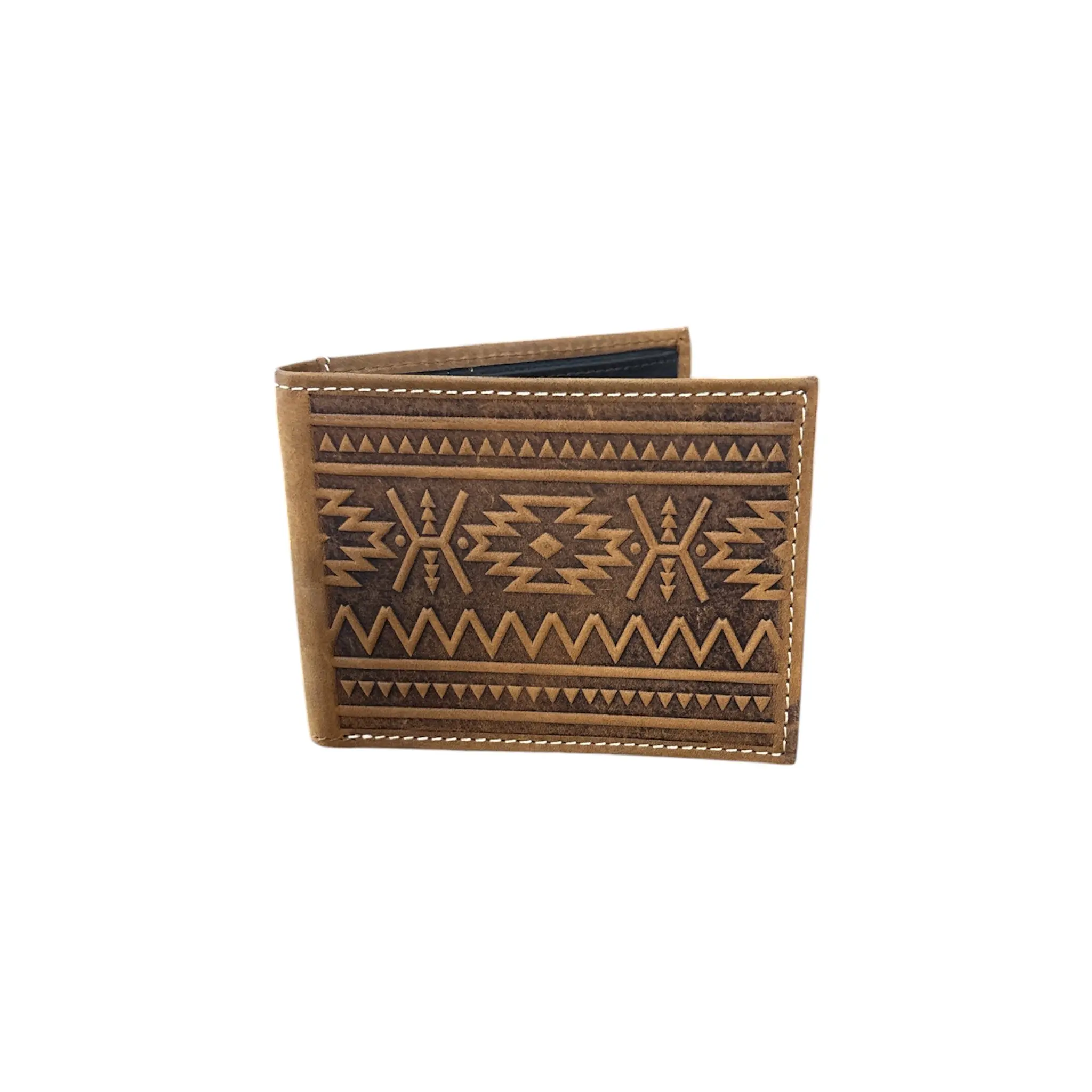 Nocona Southwest Aztec Embossed Leather Bifold Men's Wallet - Brown, Vintage-Inspired Embossing Men's Wallet, Men's Wallets, Embossing Men's Wallets