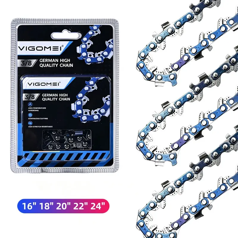 1PC/2PCS Universal Gas Chain saw Chain Replacement Kit, 16" 18" 20" 22" 24"in Size, 3/8 in LP Pitch, .058 in Gauge, Sharp Blades for Quick Smooth Cuts, Suitable for Garden Trimming & Firewood Cutting, .058" Gauge, Various Sizes