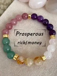 Women's good luck bracelet to attract wealth and treasure crystal bracelet natural stone tiger eye amethyst beaded bracelet cute elegant jewelry gift for mother or friend Dainty crystal bracelet Beautiful Bracelets Hand Selected Crystals