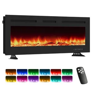 GARVEE 3 in 1 Electric Fireplace - Stand, Wall, or Built-in with 3D Flame Effect, 12 Flame Colors, 750W/1500W Power, Remote Control, Timer & Thermostat, Black, 50 Inch