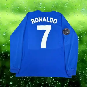 2007 2008 Away Retro Blue No.7 Ronaldo Long Sleeve Soccer Jerseys