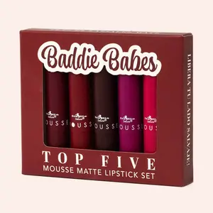 Baddie Babes Mousse Matte Lipstick Five Piece Set -Italia Deluxe Lightweight Makeup Cosmetic