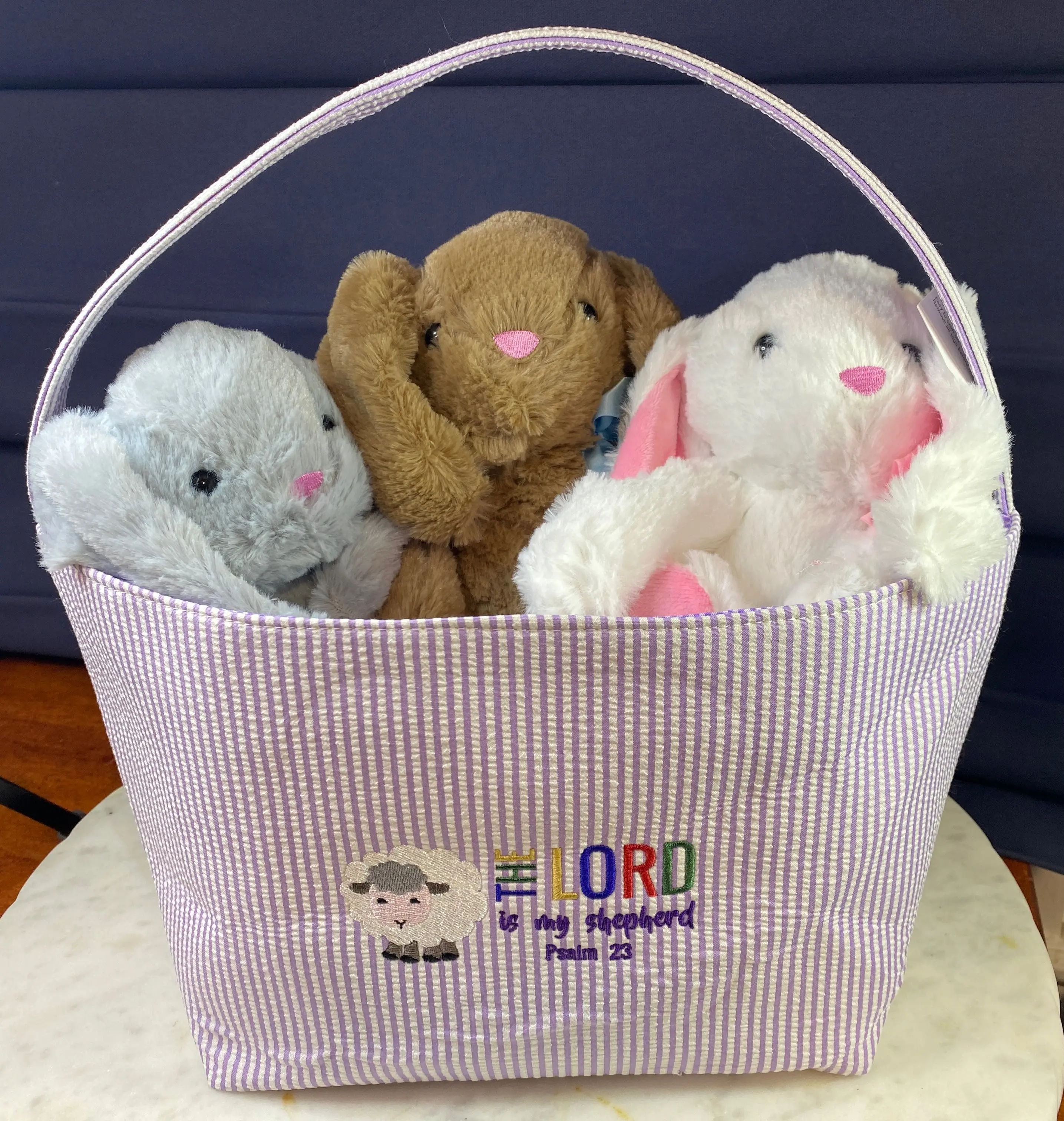 Seersucker personalized Easter Basket