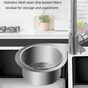 Metal Swan Sink Strainer Basket - Metal multifunctional kitchen sink strainer with quick drain design, Anti Clogging Strainer, faucet hanging strainer for fruits, vegetables, pasta - Easy to clean drain basket for kitchen, bathroom