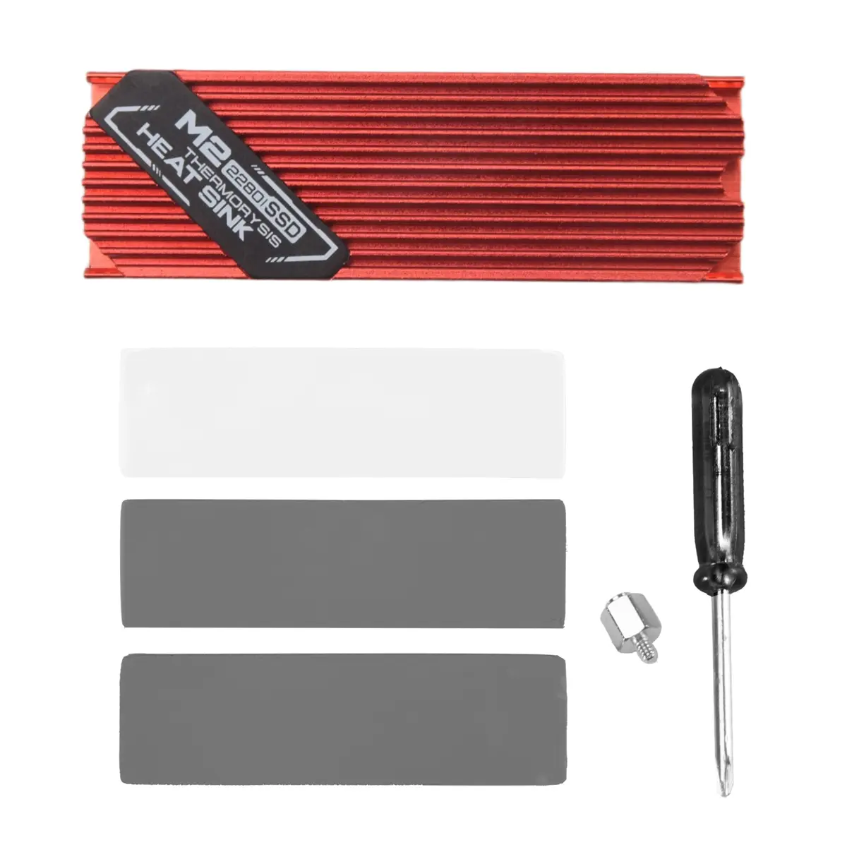 Ultrathin High-Quality Silicone Heat Sink, Compatible with M.2 SSDs, 2280mm M.2 Hard Disk Radiator, 73x24.4x9.6mm Cooler with Thermal Pad, Red (For Automotive & Motorcycle Frames & Fittings)