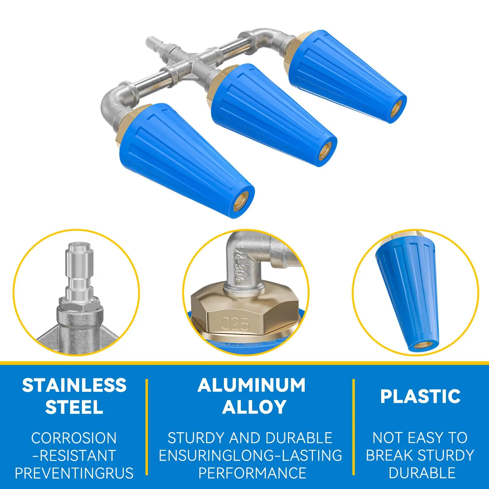 Heliwoo 1/4" Dual Turbo Rotating Pressure Washer Nozzle - High Flow Pressure Washing Tip, 4000 PSI Max, 2.0 Orifice, 4-6 GPM, Stainless Steel & Aluminum, Quick Connect for Concrete, Fences, Cars, High Flow Nozzle, Dual Turbo Rotating Tip