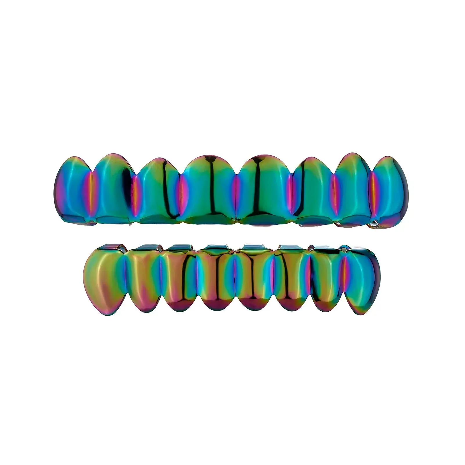 New Fit Hip Hop 8/8 Colorful Teeth Grillz Braces Vintage Iridescent Glossy Tooth Caps For Women Men Jewelry Gift