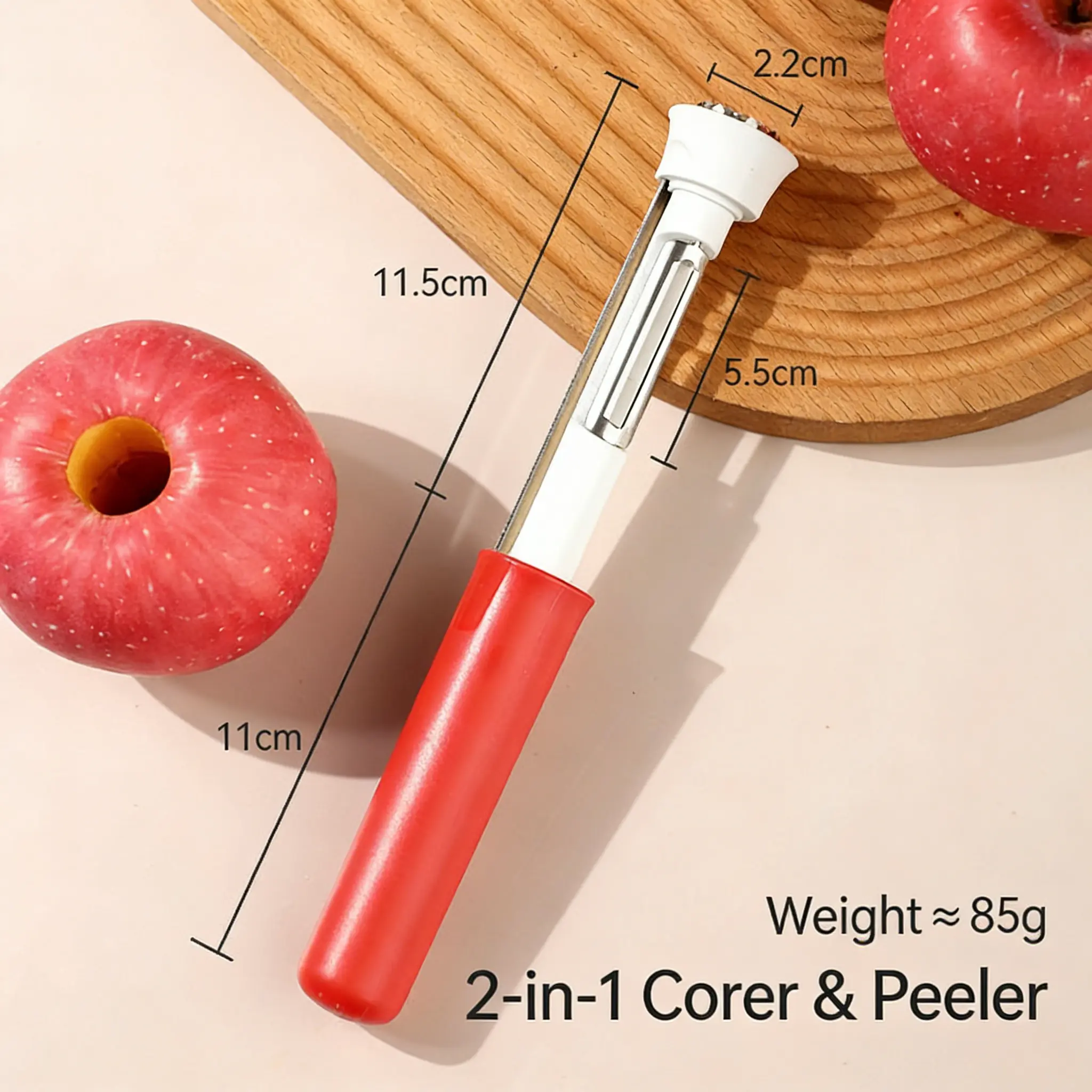 2-in-1 Stainless Steel Apple Corer Peeler Tool Multifunctional Fruit Vegetable Corer Remover Kitchen Gadget Sharp Durable Blades Easy Clean Dishwasher Safe Utensils Sturdy