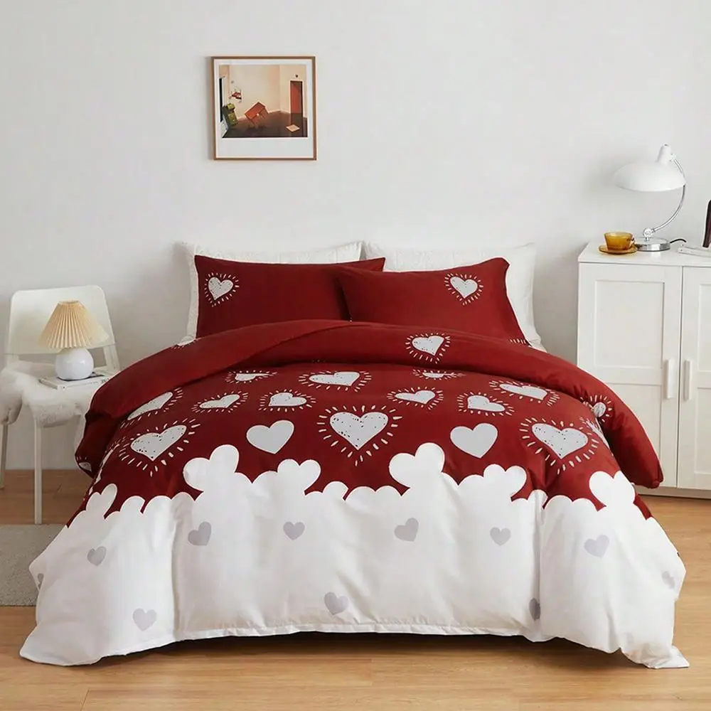 Letter Print Duvet Cover & Pillowcase without Filler, 3 Counts/set Modern Bedding Set for Home, Comfy Bed Sets Bedroom Decor, Bedroom Accessories, Bed