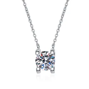 925 Sterling Silver Bull Head Moissanite Necklace
