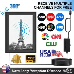 Indoor Digital HDTV Antenna, 12' Coaxial Cable, Superior Reception Range & Signal Reliability, Supports 4K Smart TVs, OTA Broadcast & NextGen TV, Easy Install Antenna with Signal Booster, Picture Frame Design TV Antenna for Local Channels, SummerVibes