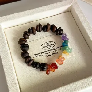 Rainbow Coffee Bean Crystal Bracelet • Original Handmade Aesthetic Jewelry • Minimalist Luxury for Women & Men