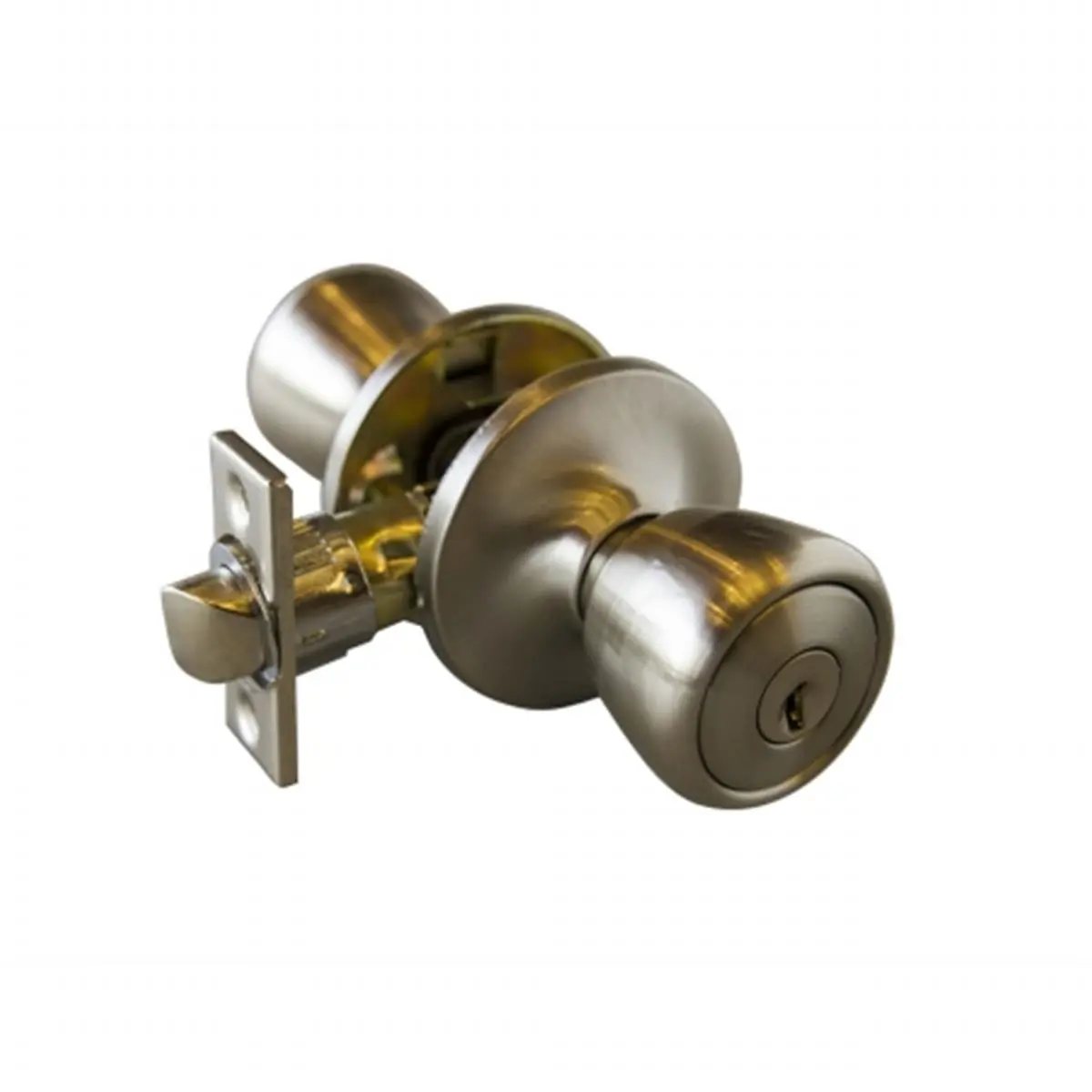 Design House Terrace 6-Way Latch Entry Door Knob - Satin Nickel, ANSI Grade-3 Certified, 1-1/16 in., 1.75 in., 2-1/8 in. Sizes, Added Security Feature, Keyway Kw1 With Ka3, Front/Back Doors