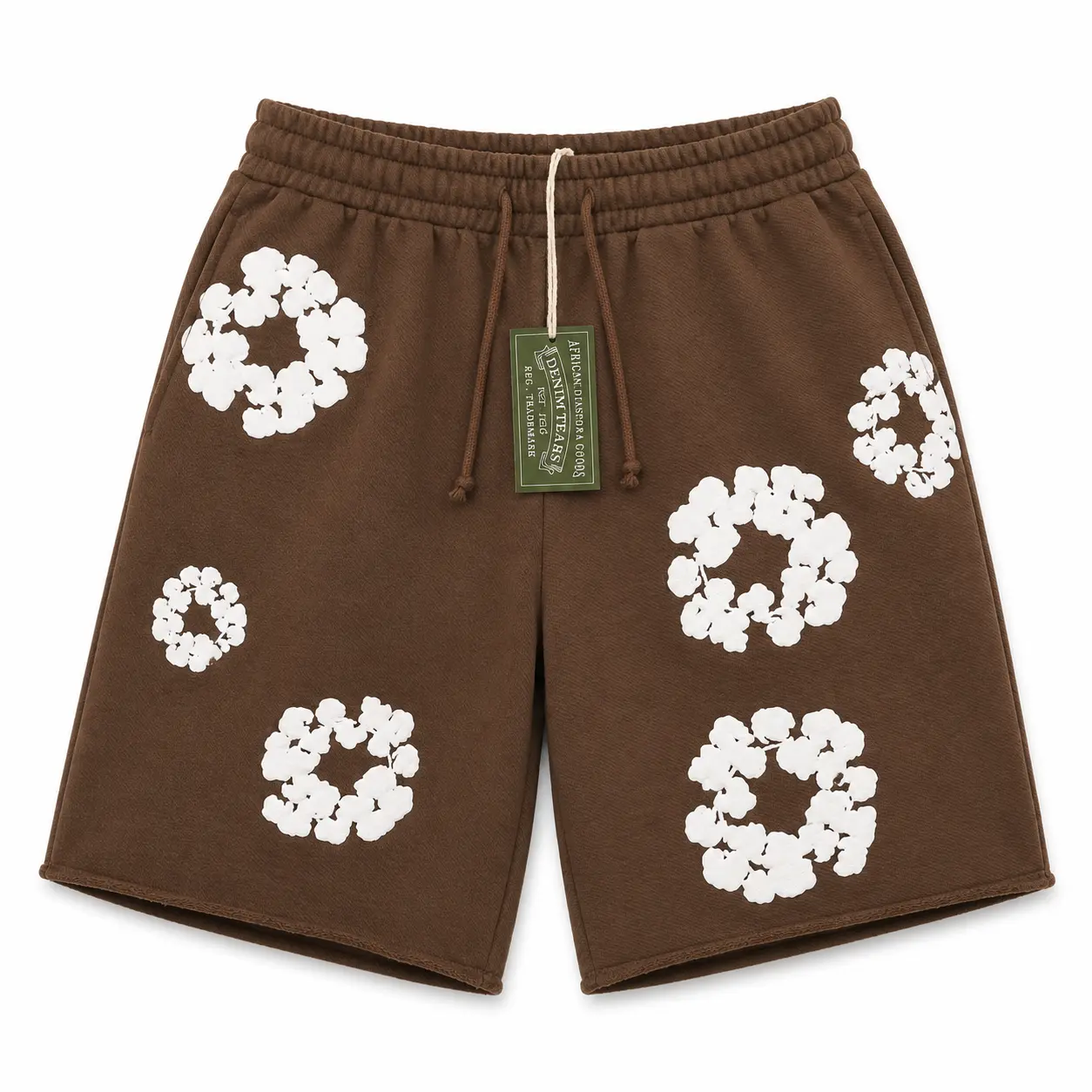 (100% Authentic with QR code)  (SS26) Denim Tears Cotton Wreath Sweatshorts 'Dark Brown'