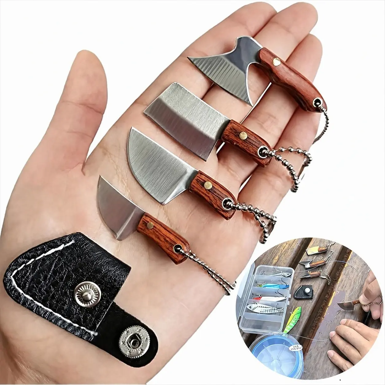 4Pcs Mini Keychain Knife Set with Cover, Portable EDC Multi-Tool Camping Tools for Unboxing Cuts, Ultra-Sharp Pocket Knives, Cool Utility Gadget – Mens Gifts, Boyfriend Gifts Ideas, Mini Set