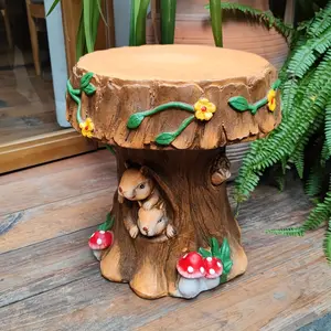 ARCH 12.6" Resin Squirrel Garden Chair, Unique Indoor & Outdoor Decorative Chair, Round Accent Chair for Backyard, Patio, Terrace & Home Decoration, Garden Decor, Fairy Garden Decor