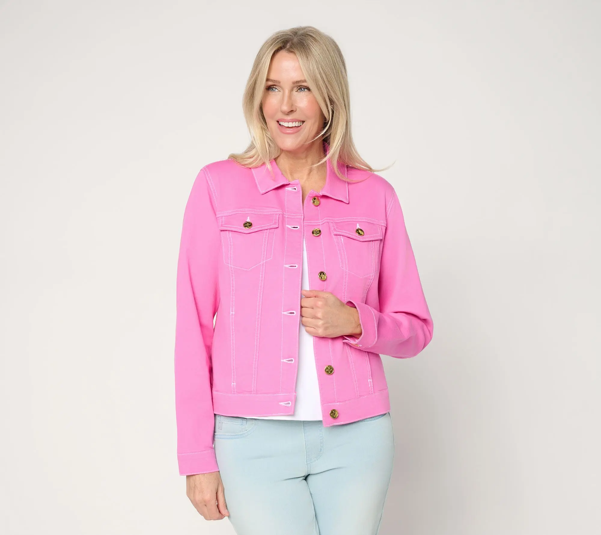 Belle by Kim Gravel TripleLuxe Topstitched Jean Jacket