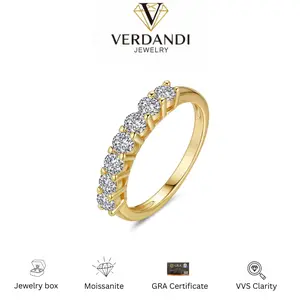 Moissanite seven-Stone Engagement Ring Stackable Band 18K Gold Plated ring Band in s925 Sterling Silver